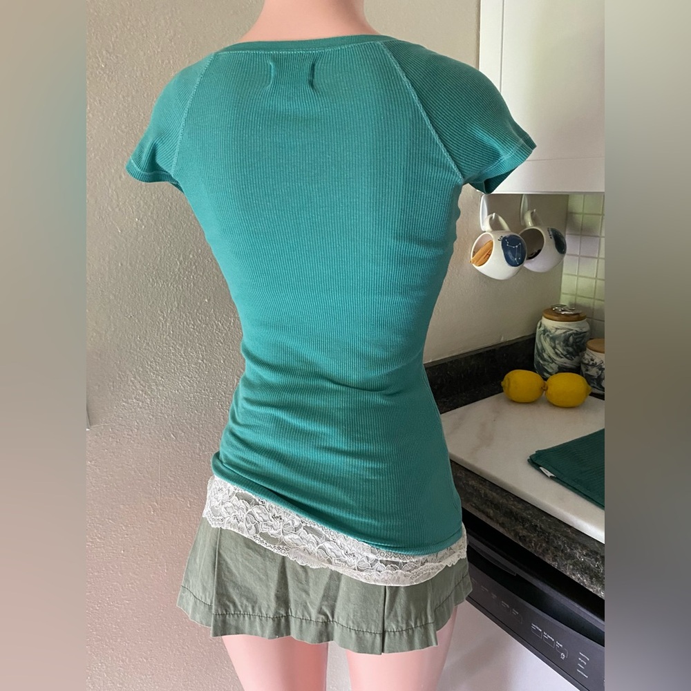 Y2k teal green Abercrombie short sleeve v neck - Picture 7 of 13